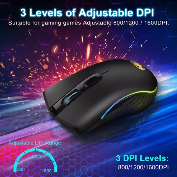 Gaming Mouse Wireless USB Rechargeable 7 Color LED Backlight Optical Mice for PC - Image 2