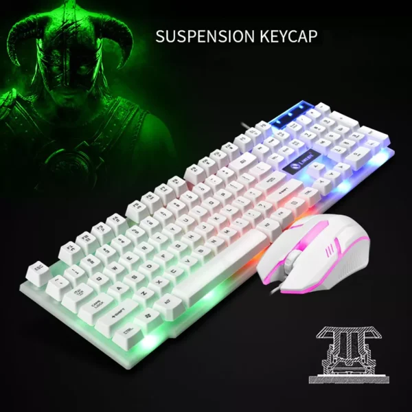 Computer Desktop Gaming Keyboard and Mouse Mechanical Feel LED Light Backlit - Image 2