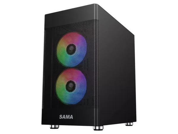 Sama ARGB Q5 Black Micro ATX Tower Gaming Computer Case, 3x120mm ARGB Fans - Image 3