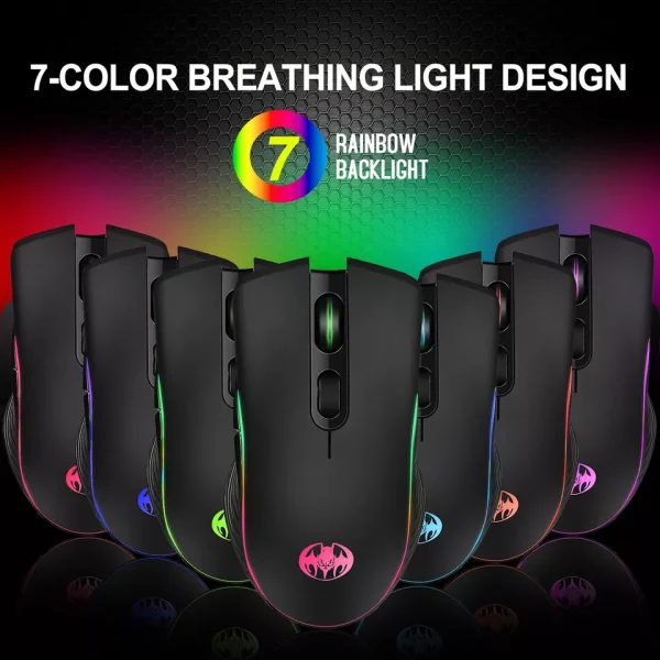 Gaming Mouse Wireless USB Rechargeable 7 Color LED Backlight Optical Mice for PC - Image 3