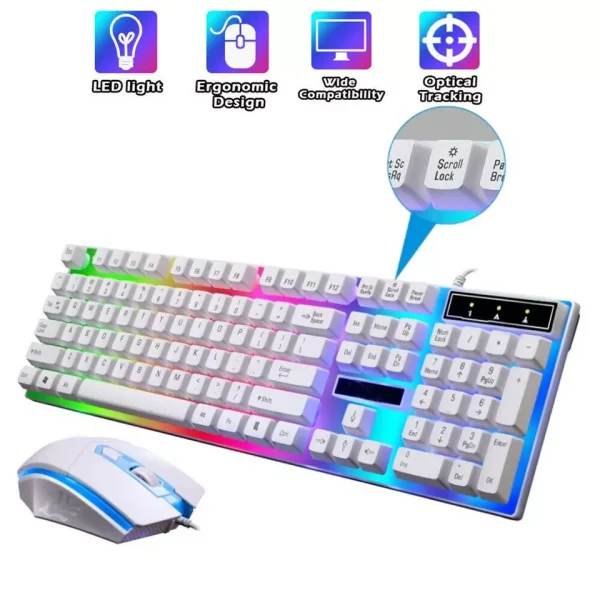 Computer Desktop Gaming Keyboard and Mouse Mechanical Feel LED Light Backlit - Image 3