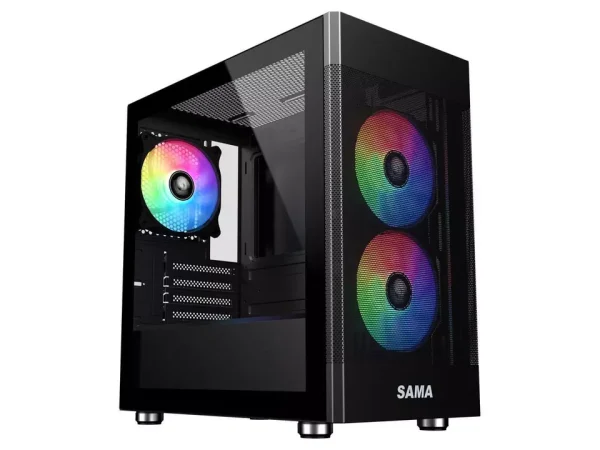 Sama ARGB Q5 Black Micro ATX Tower Gaming Computer Case, 3x120mm ARGB Fans - Image 12