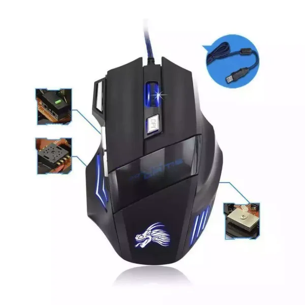 Gaming Mouse 7 Button USB Wired LED Breathing Fire Button 3200 DPI Laptop PC - Image 4