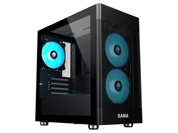 Sama ARGB Q5 Black Micro ATX Tower Gaming Computer Case, 3x120mm ARGB Fans - Image 5