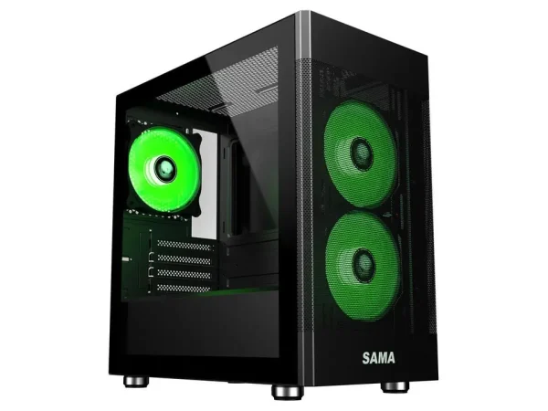 Sama ARGB Q5 Black Micro ATX Tower Gaming Computer Case, 3x120mm ARGB Fans - Image 6