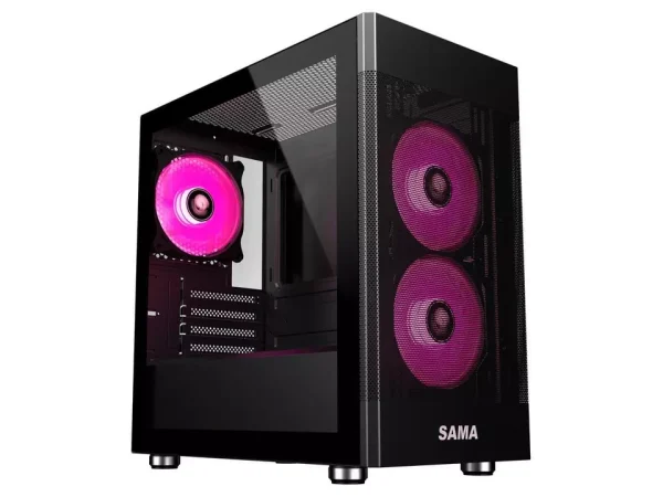 Sama ARGB Q5 Black Micro ATX Tower Gaming Computer Case, 3x120mm ARGB Fans - Image 7