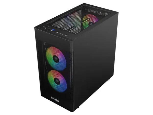 Sama ARGB Q5 Black Micro ATX Tower Gaming Computer Case, 3x120mm ARGB Fans - Image 8