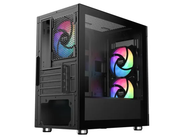 Sama ARGB Q5 Black Micro ATX Tower Gaming Computer Case, 3x120mm ARGB Fans - Image 10