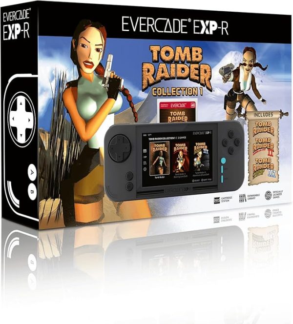 Blaze Entertainment Evercade EXP-R Retro Gaming Handheld Console with Tomb Raider 1, 2 & 3