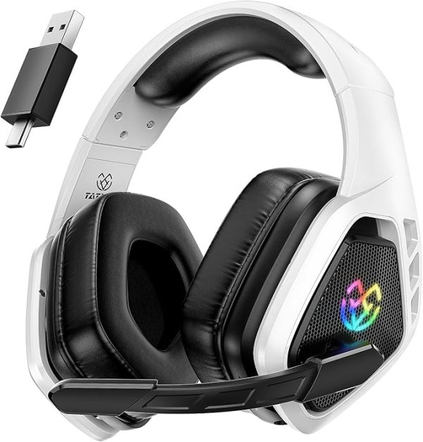 Wireless Gaming Headset for PC, Ps5, Ps4, 2.4 Ghz USB & Type-C Gaming Headphones with Microphone, 30H Battery Bluetooth Headphones for Switch, Laptop, Mobile, Mac